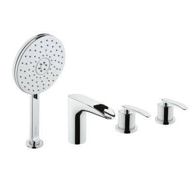 Vitra Deck-mounted waterfall bath/shower mixer with hand shower