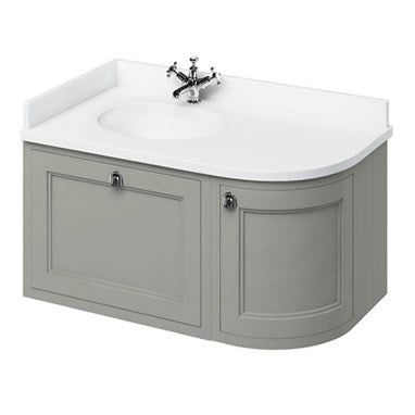 Burlington 100cm Wall Hung Curved Vanity Unit With Worktop- Left Hand
