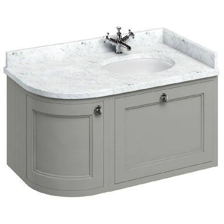 Burlington 100cm Wall Mounted Curved Vanity Unit with Worktop - Right Hand
