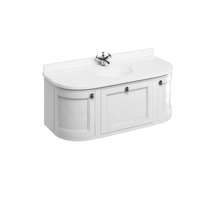 Burlington 134cmWall Hung  Curved Vanity Unit with Worktop