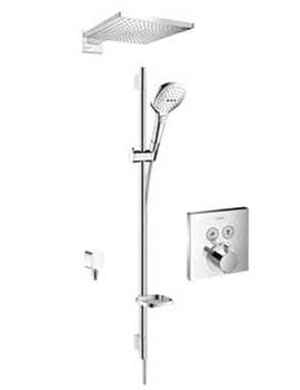 Hansgrohe Square Select valve with Raindance (300) overhead and Select rail kit