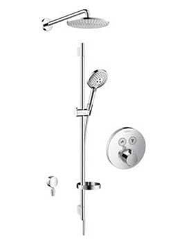 Hansgrohe Round Select valve with Raindance (240) overhead and Select rail kit