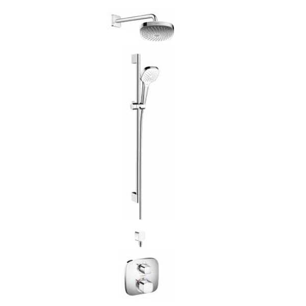 Hansgrohe Soft Cube valve with Croma Select (180) overhead and rail kit