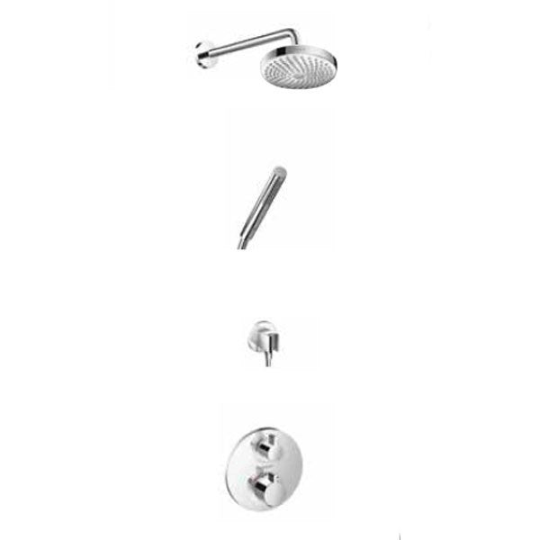 Hansgrohe Round valve with Croma Select (180) overhead and Baton hand shower